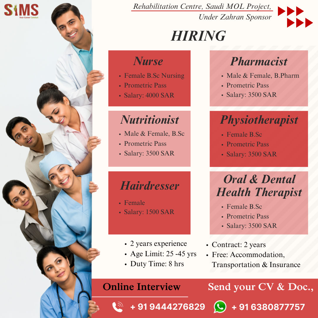 Multiple Healthcare Positions – Rehabilitation Centre — Gulf job poster